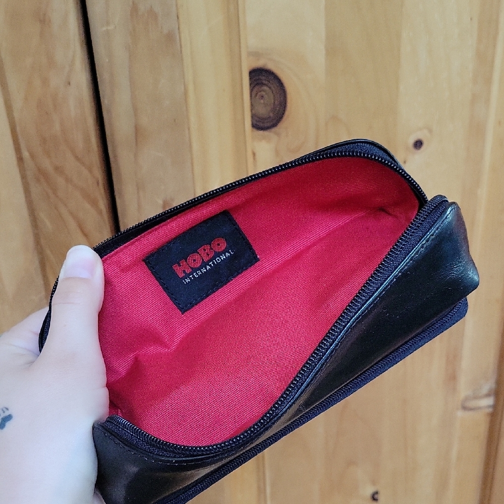 HOBO Small Black Leather Makeup Bag Accessorie Pouch